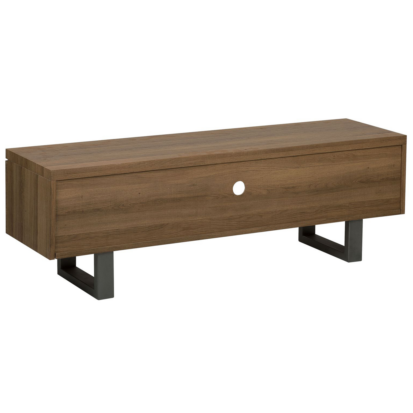 Your TV Stand Dark Brown With Grey Metal Base Cable Management