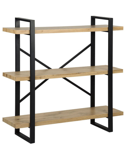 Industrial CrossBack 3 Tier Bookcase Black Metal Frame