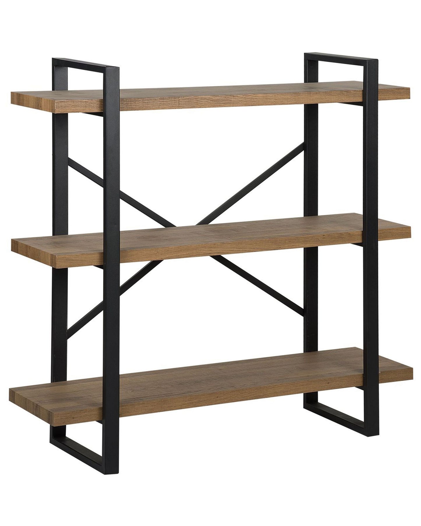 3 Tier Bookcase Dark Brown With Black Metal Frame