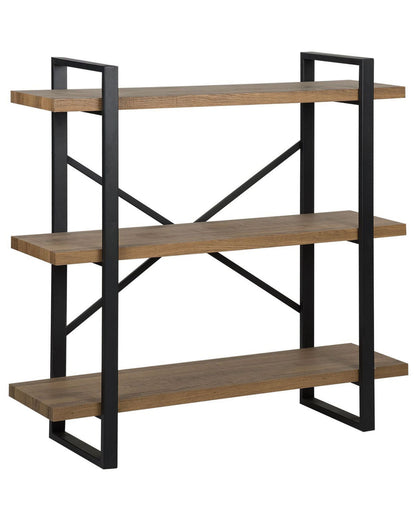 3 Tier Bookcase Dark Brown With Black Metal Frame
