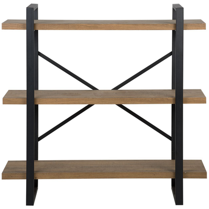 3 Tier Bookcase Dark Brown With Black Metal Frame
