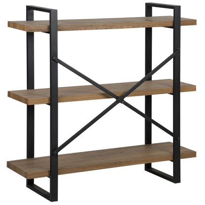 3 Tier Bookcase Dark Brown With Black Metal Frame
