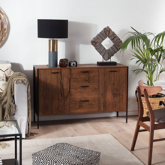 Industrial Sideboard Dark Brown Black With Drawers