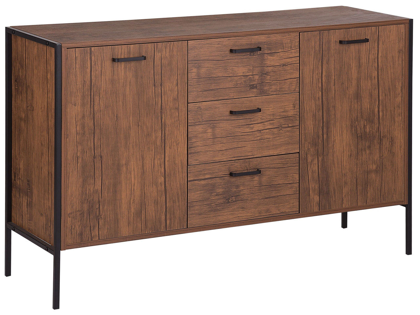 Industrial Sideboard Dark Brown Black With Drawers