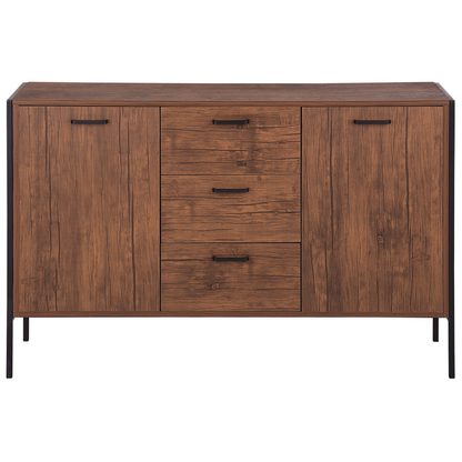 Industrial Sideboard Dark Brown Black With Drawers