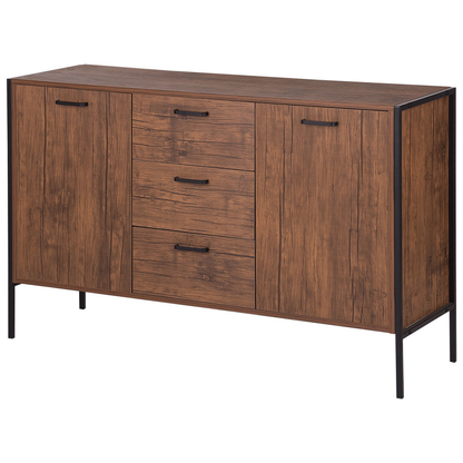 Industrial Sideboard Dark Brown Black With Drawers