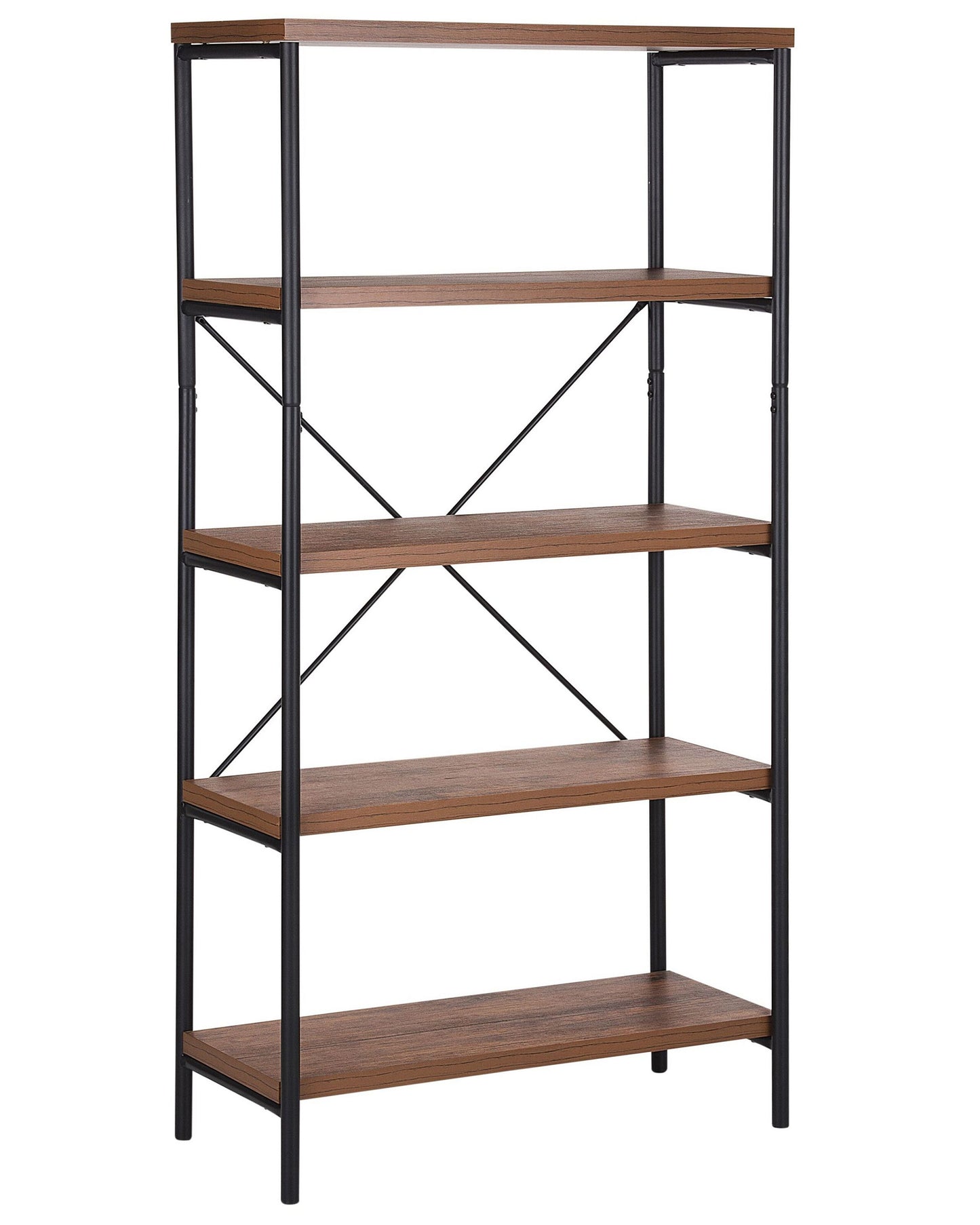 Brisbane Industrial Open 4 Tier Bookshelf Dark Brown Metal Frame