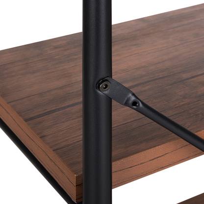 Brisbane Industrial Open 4 Tier Bookshelf Dark Brown Metal Frame