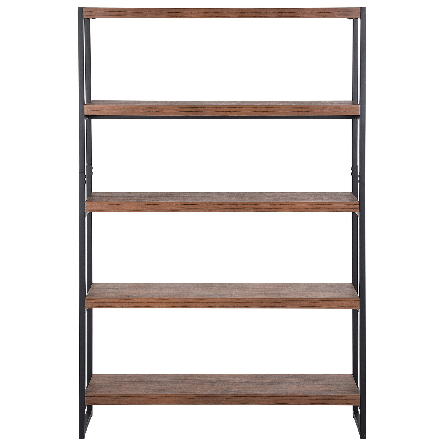 Industrial Bookcase Dark Brown And Black Metal Frame 155 x 100cm Thick Shelves