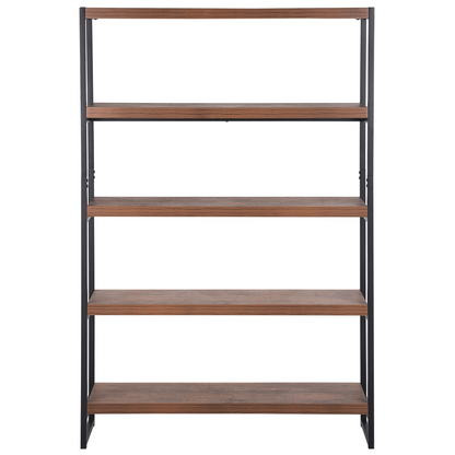 Industrial Bookcase Dark Brown And Black Metal Frame 155 x 100cm Thick Shelves