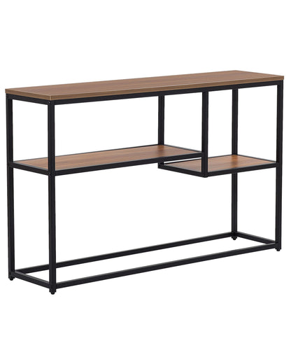 Console Table 2 Shelves Dark Brown Black Legs 120 x 30