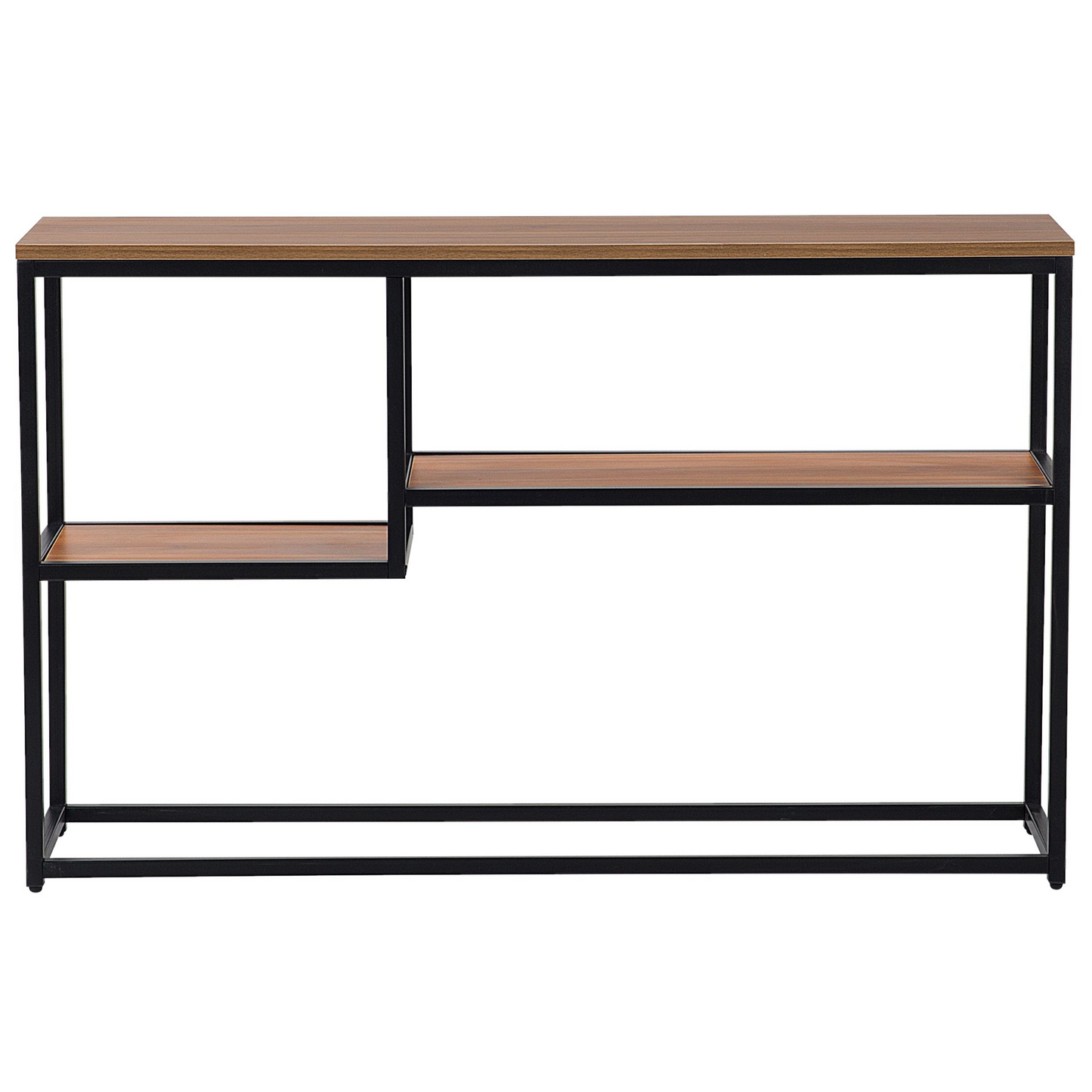 Console Table 2 Shelves Dark Brown Black Legs 120 x 30
