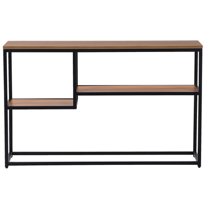 Console Table 2 Shelves Dark Brown Black Legs 120 x 30