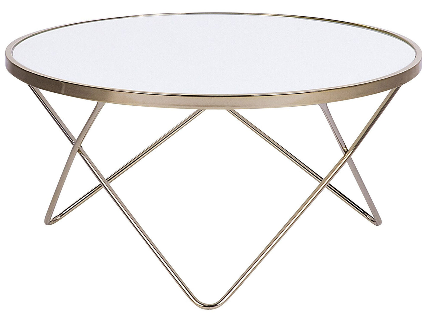 Lux White Glass Top Coffee Table With Gold Hairpin Legs 80cm