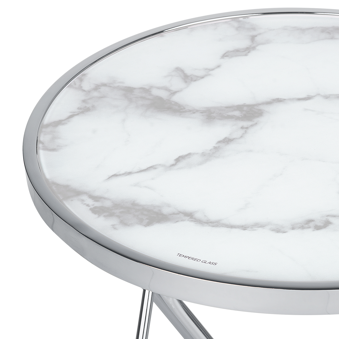 Astra Living Side Table White Marble Glass Top Hairpin Legs 50cm