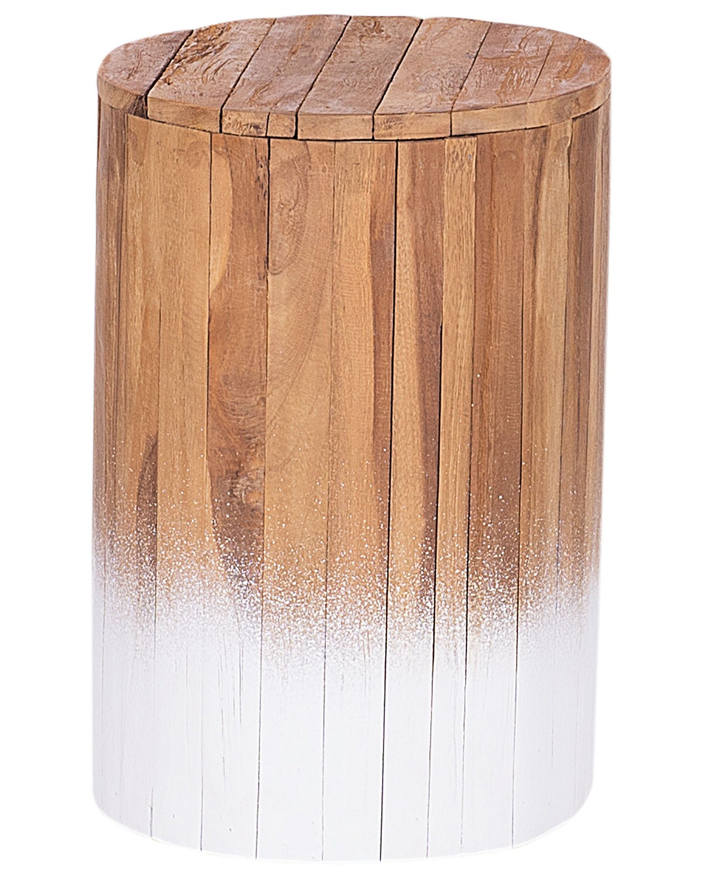 Teak Bedside Table Rustic 30cm Light Brown White