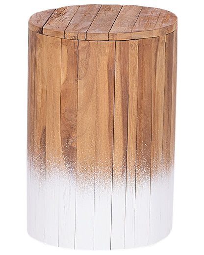 Teak Bedside Table Rustic 30cm Light Brown White