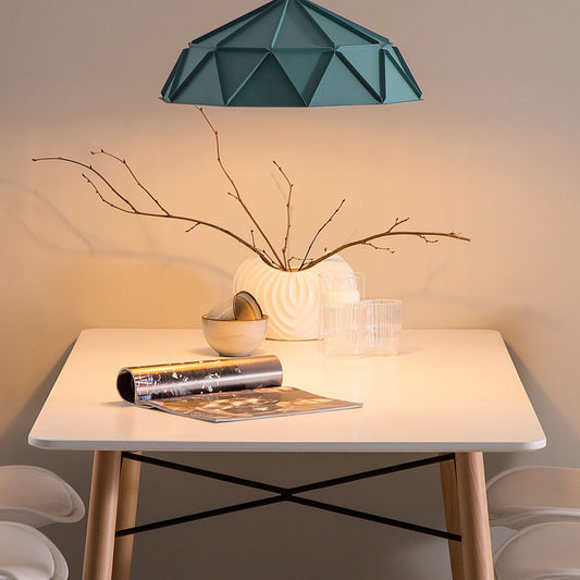 Turquoise Geometric Metal Pendant Lamp 1 Light Modern Minimalist Style For Living Rooms