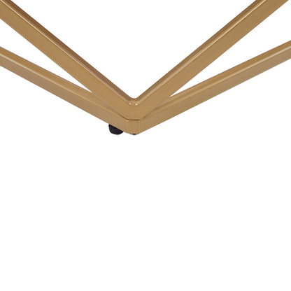 Coffee Table Beige Marble Finish Gold Metal Base 80 x 80cm