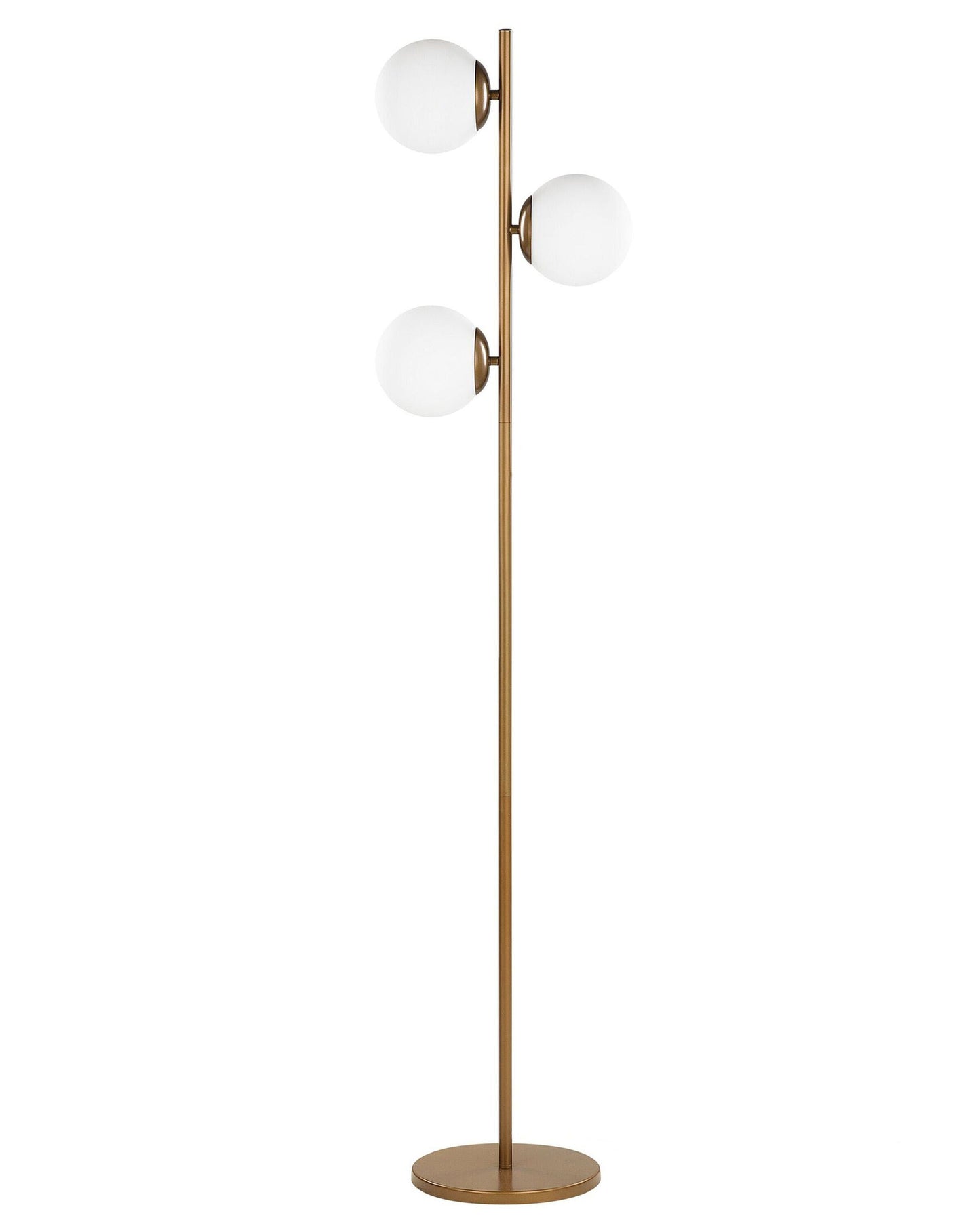 Floor Lamp Gold Metal With Three White Glass Shades