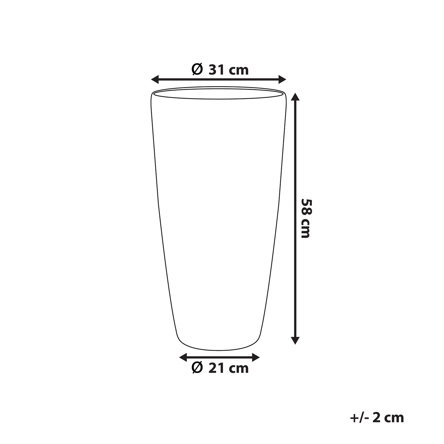 Grey Stone Tall Plant Pot Planter 58 X 31cm Modern Minimalist Indoor Outdoor Decor