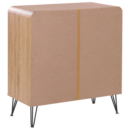 Light Brown Retro Sideboard 80 x 40 x 87cm 2 Doors 3 Drawers