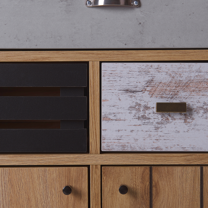 Light Brown Retro Sideboard 80 x 40 x 87cm 2 Doors 3 Drawers