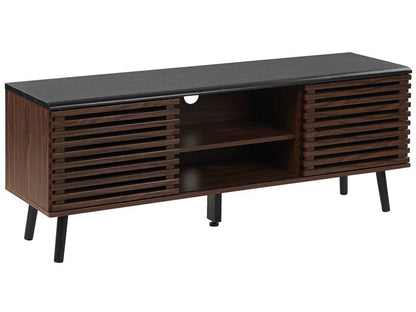TV Stand Dark Brown for 63 Inch TV With Slatted Doors