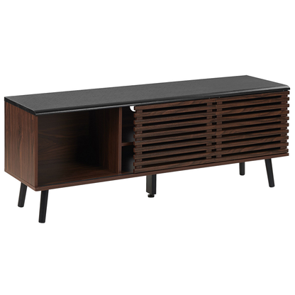 TV Stand Dark Brown for 63 Inch TV With Slatted Doors