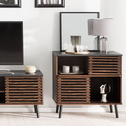 Sideboard Dark Brown Rustic Sliding Doors 80 x 40 x 80cm