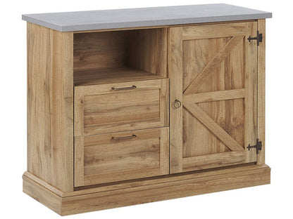 Sideboard Light Brown Oak 100 x 40 x 79cm 1 Door 2 Drawers
