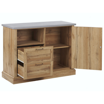 Sideboard Light Brown Oak 100 x 40 x 79cm 1 Door 2 Drawers