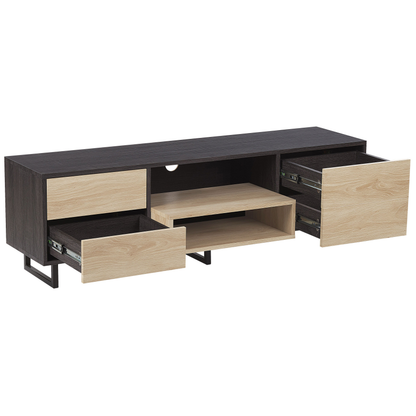 Home Dark Brown TwoTone TV Cabinet For 65 Inch TV With Storage