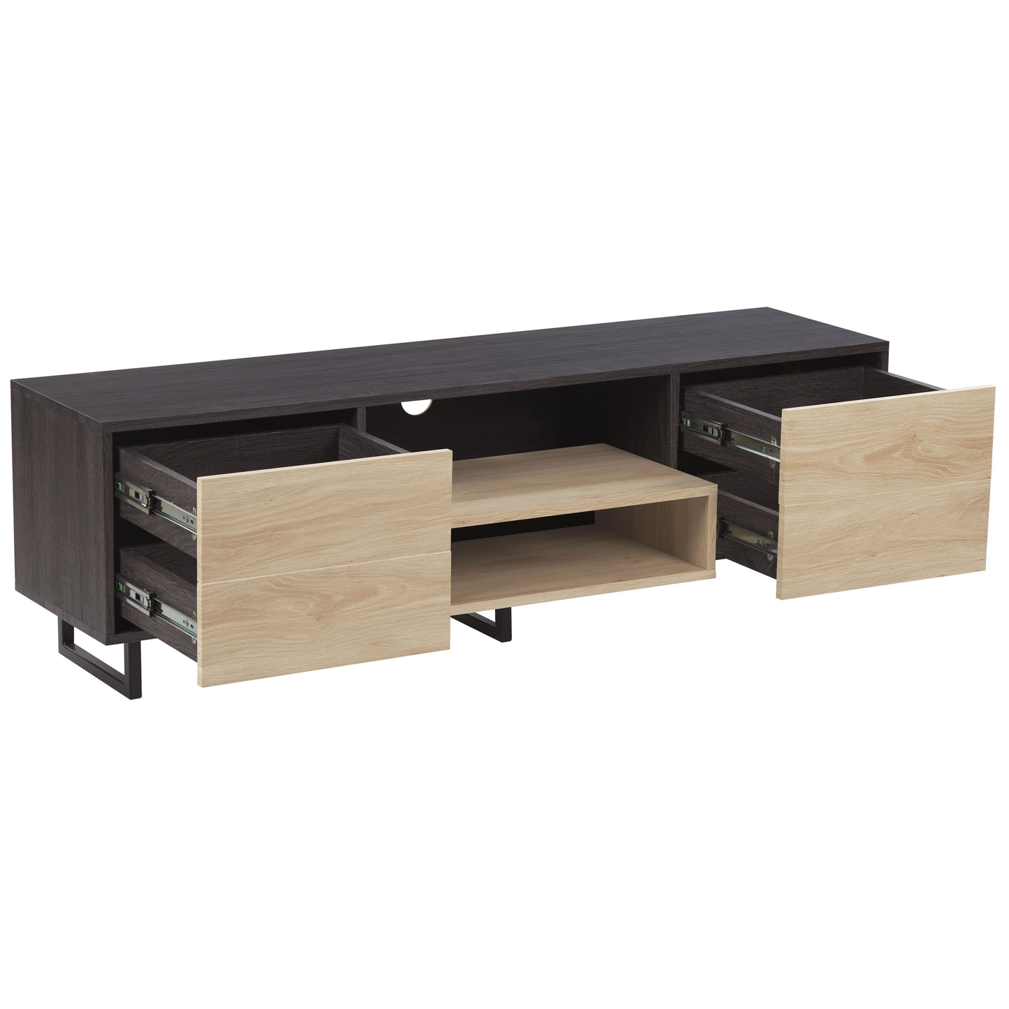 Home Dark Brown TwoTone TV Cabinet For 65 Inch TV With Storage
