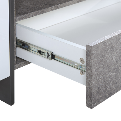 TV Stand Concrete Effect White Veneer With LED Light Storage