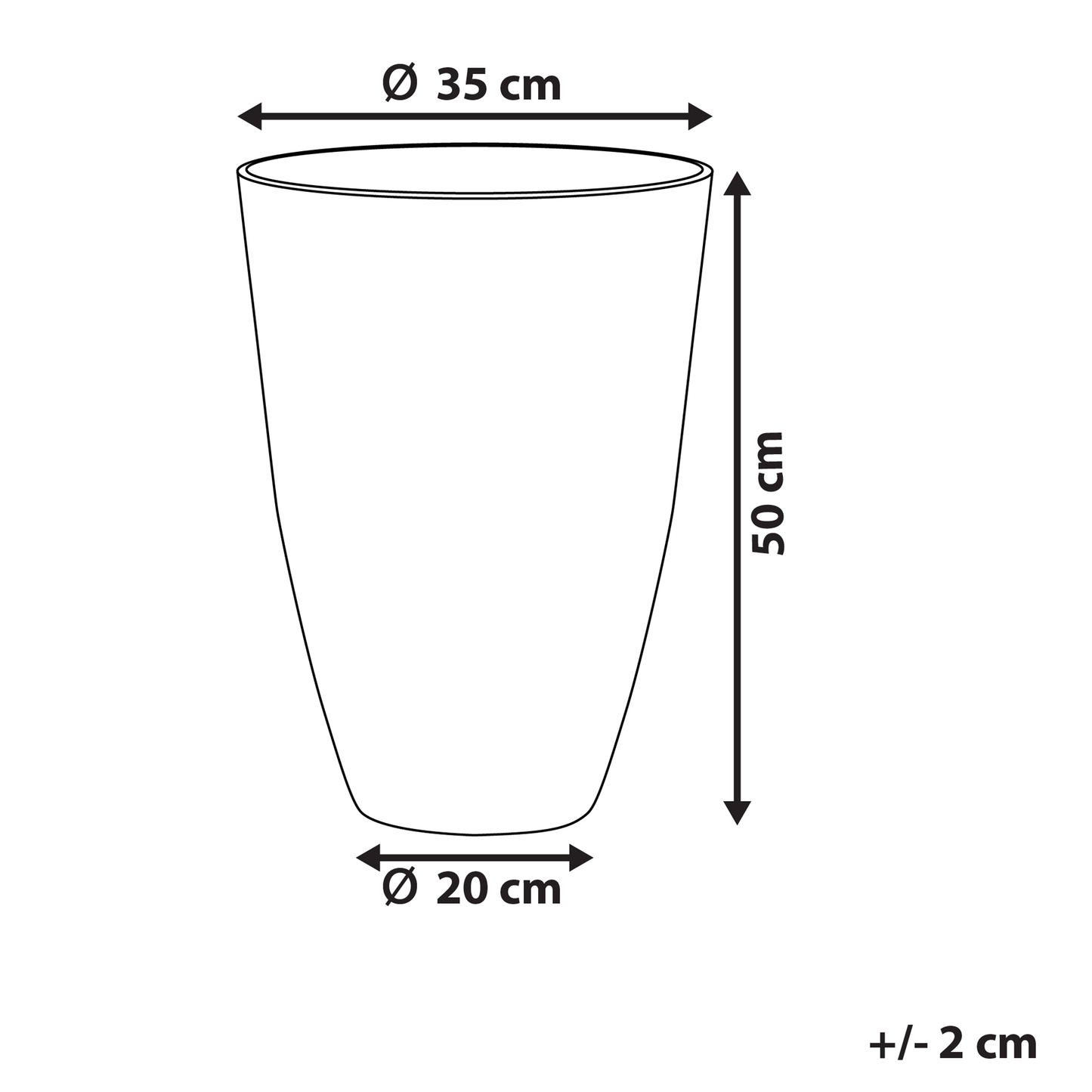 Grey Stone Plant Pot Fibreglass Planter 35 x 35 x 50cm Indoor Outdoor Weatherproof