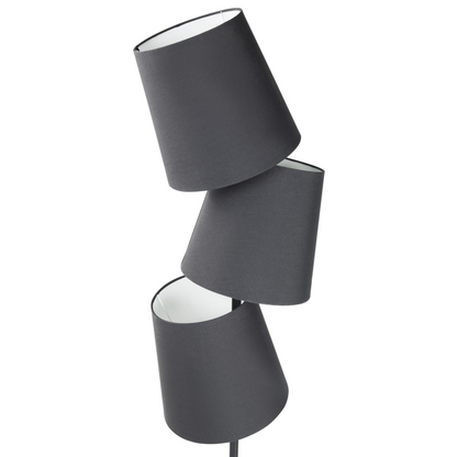 Floor Lamp Black Metal 164cm Triple Shade Modern Design With Polyester Cone Shades