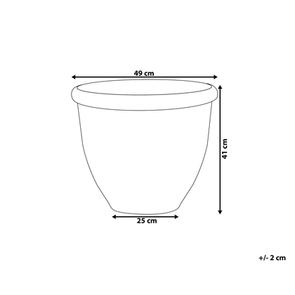 Brown Round Plant Pot Planter 49 Centimeter Stone Polyresin High Gloss All Weather UV Resistant