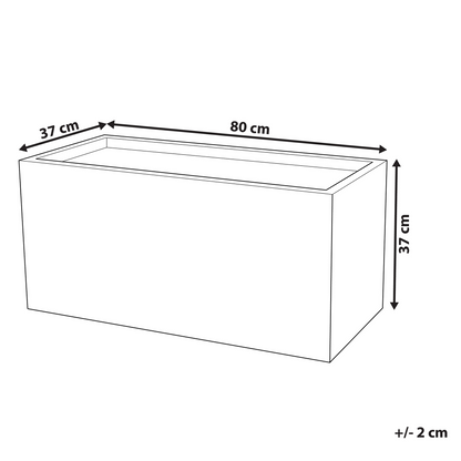 White Fibre Clay Rectangular Planter Indoor Outdoor 80 X 37 X 38cm With Drainage Holes