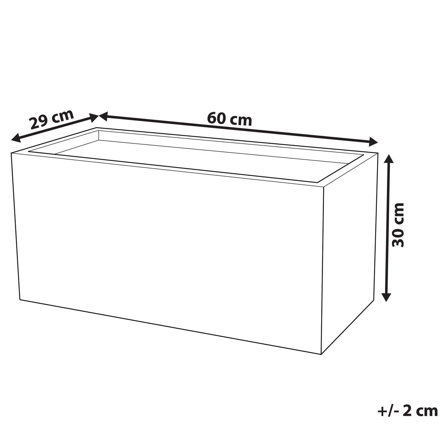 Verdant Living White Fibre Clay Rectangular Plant Pot 60 x 29 x 30cm