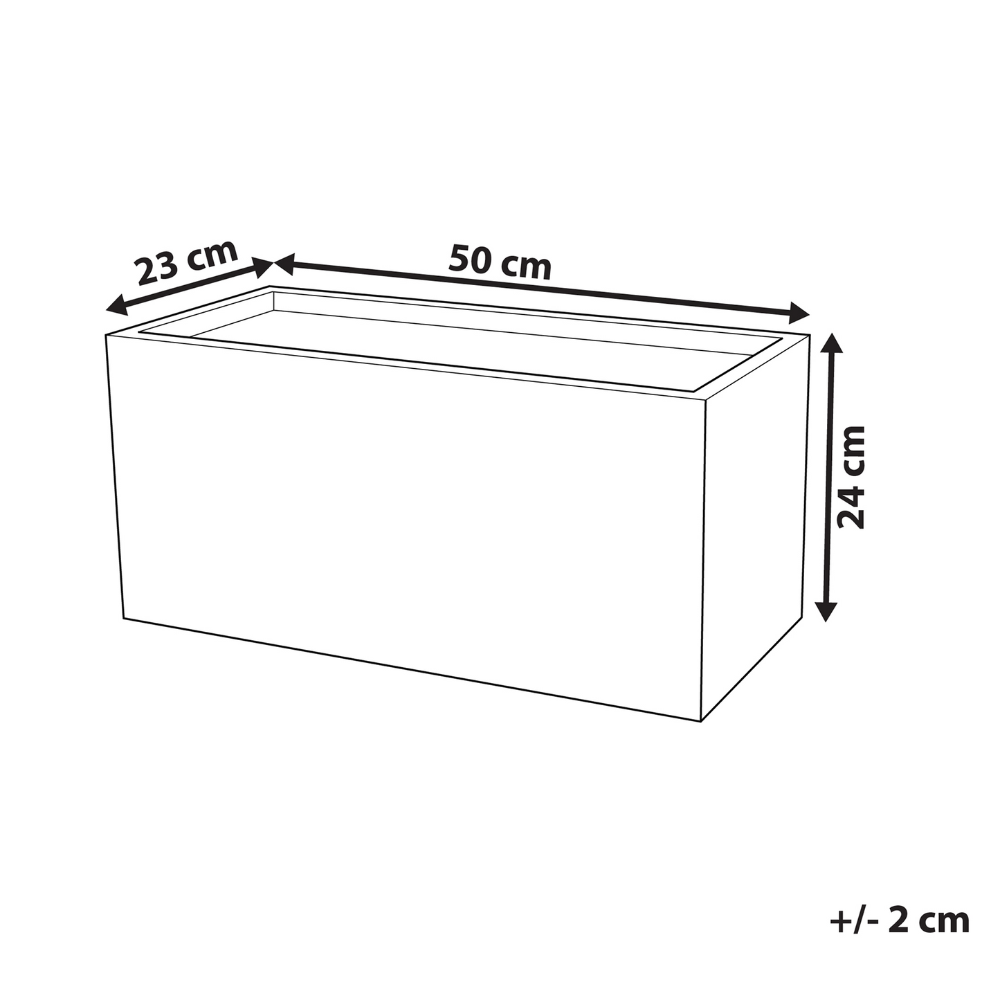 White Fibre Clay Rectangular Planter 50 x 23 x 24 Indoor Outdoor