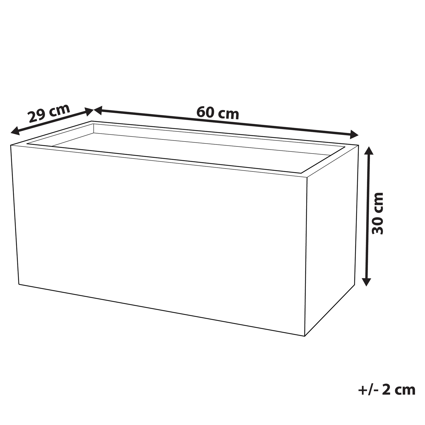 Verdant Black Fibre Clay Planter 60 x 29 x 30cm Rectangular