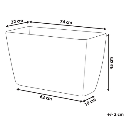 Plant Pot Beige Stone Flower Planter 74 X 32 X 45cm Modern Minimalist Outdoor Decor