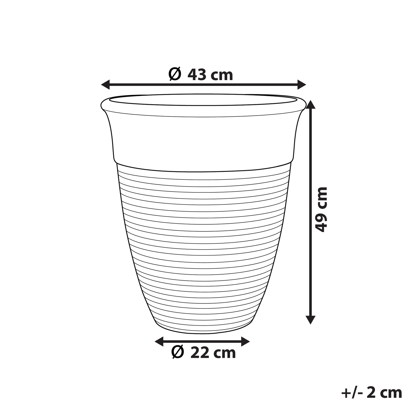 All-Weather Square Plant Pot 43cm Grey Polyresin