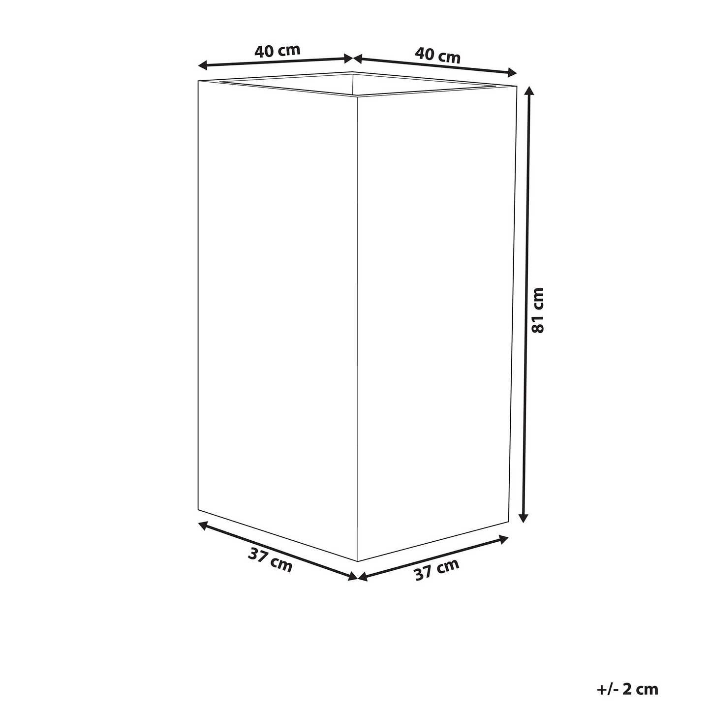 Tall Plant Pot 40 x 40 x 81 Weather Resistant Fibreglass