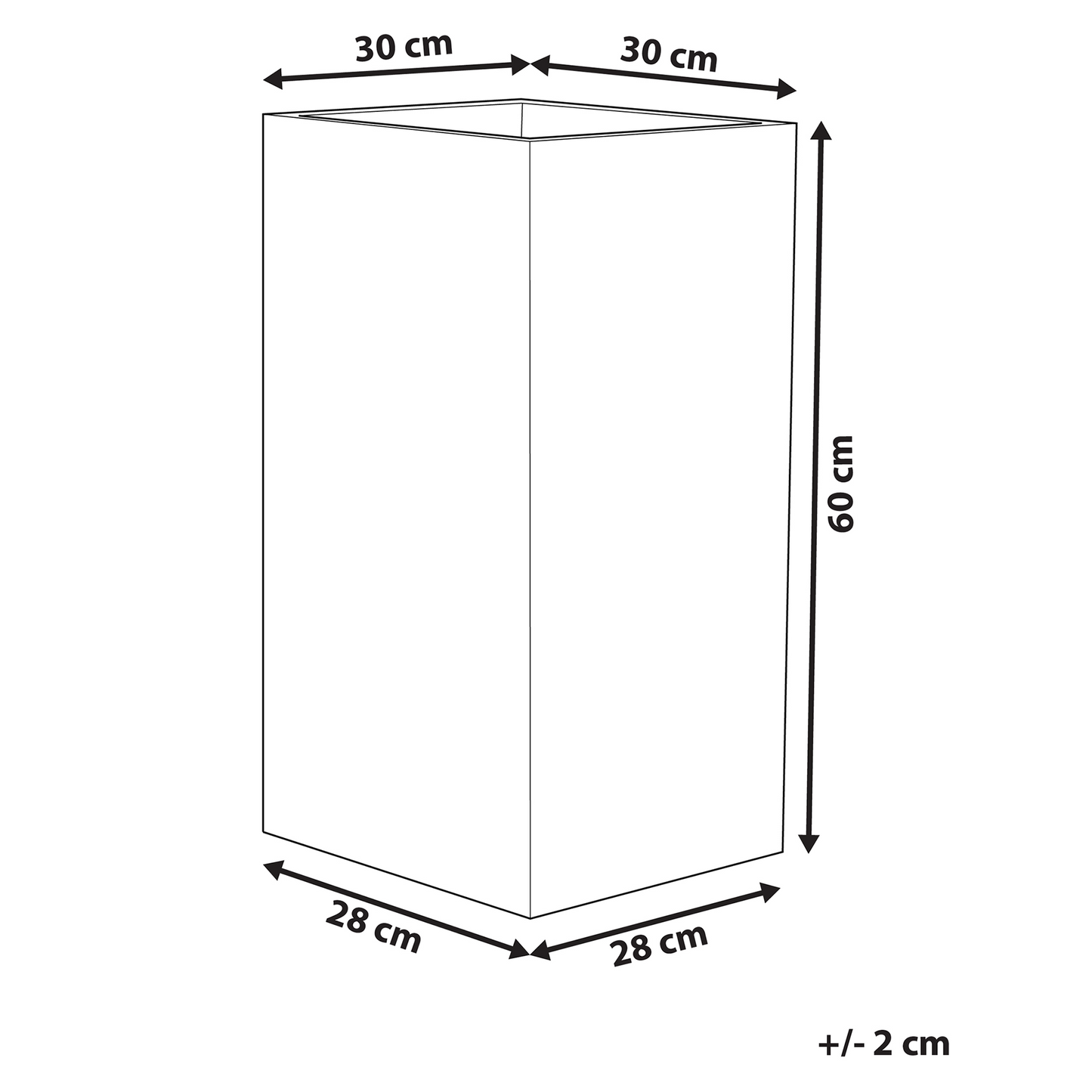 Beige Stone Tall Plant Pot 30 x 30 x 60cm Indoor Outdoor