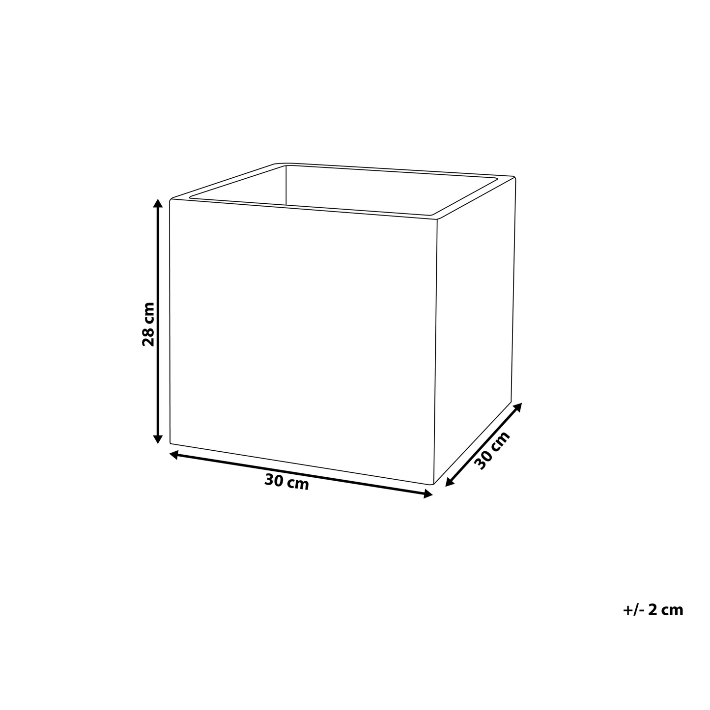 Solid Grey Fibre Clay Square Plant Pot 30 x 28cm UV Resistant