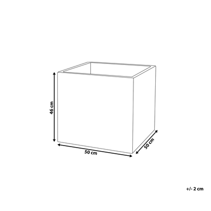 Solid White Fibre Clay Square Planter 50 x 48cm UV Resistant For Indoor Outdoor Use