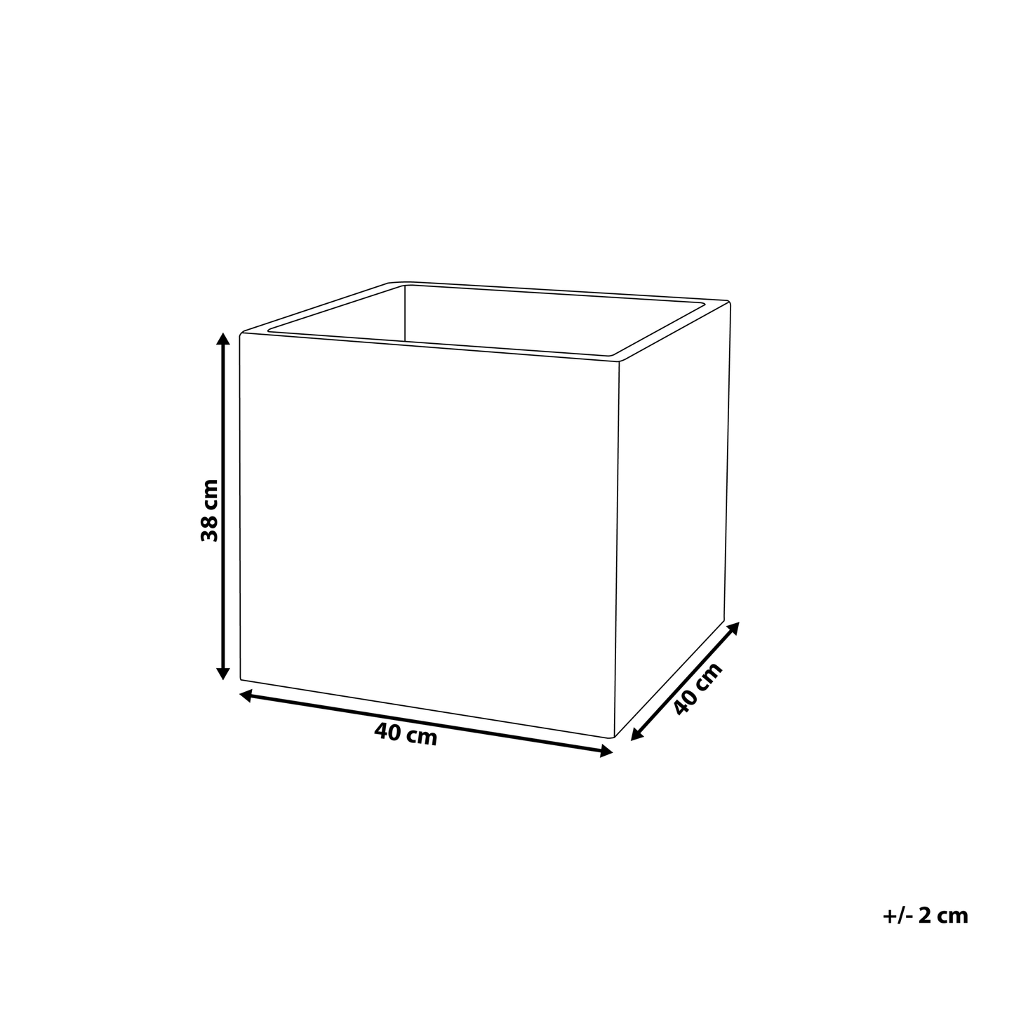 Plant Pot Planter Fibre Clay Square 40 x 38cm Solid Grey UV Resistant Outdoor Use