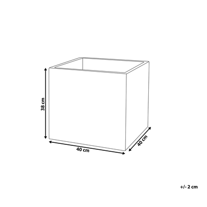 Plant Pot Planter Fibre Clay Square 40 x 38cm Solid Grey UV Resistant Outdoor Use